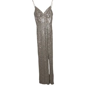 Sequin Gown‎ Spaghetti Strap Sleeveless Maxi Dress Size 1/2 Formal Prom Evening